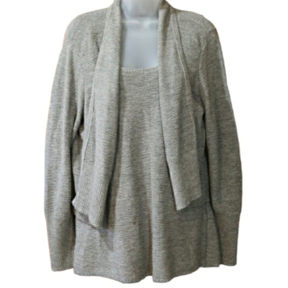 Eileen Fisher Gray Alpaca High Low Cardigan Sweater Set Medium